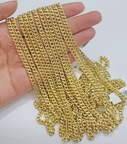 Real 10k Gold Miami Cuban Link chain Necklace 5mm 16" - 28" 10kt Yellow Men Women - Reva Jeweler