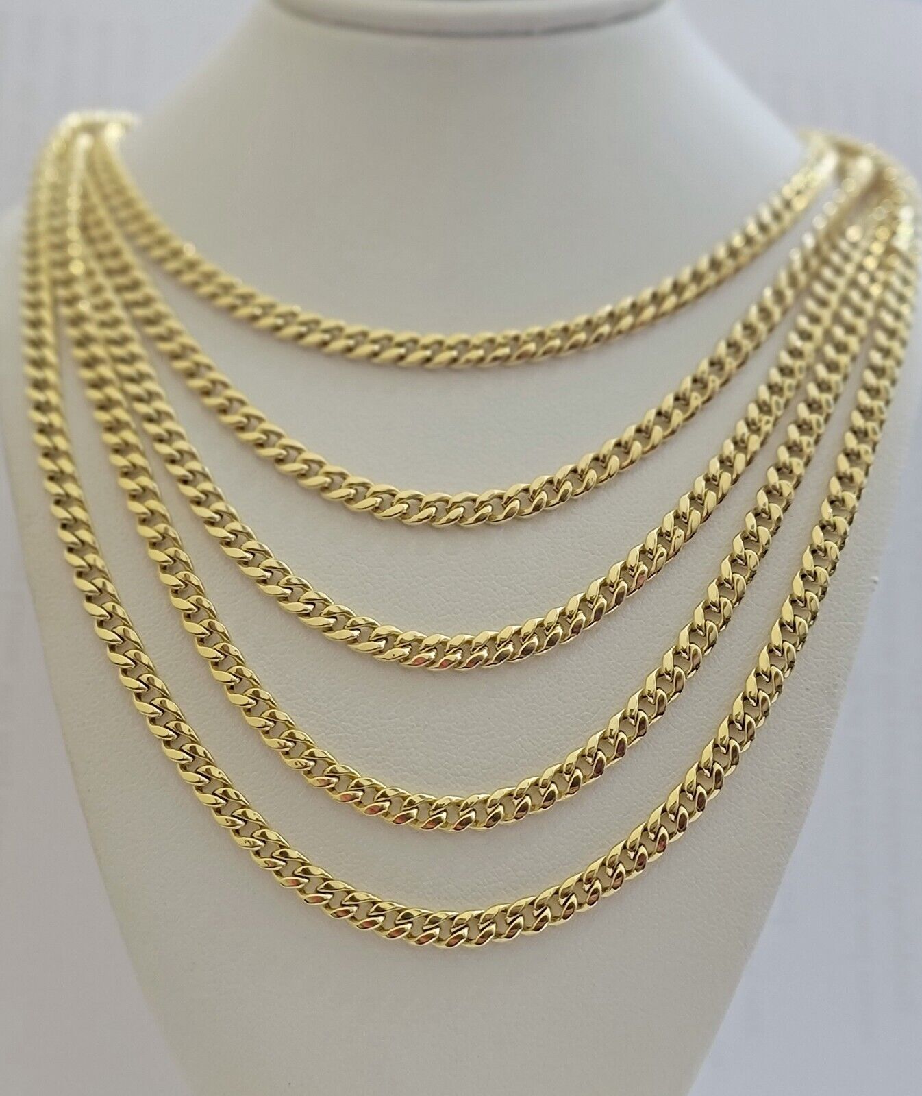 Real 10k Gold Miami Cuban Link chain Necklace 5mm 16" - 28" 10kt Yellow Men Women - Reva Jeweler