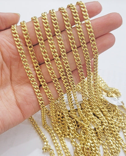 Real 10k Gold Miami Cuban Link chain Necklace 5mm 16" - 28" 10kt Yellow Men Women - Reva Jeweler