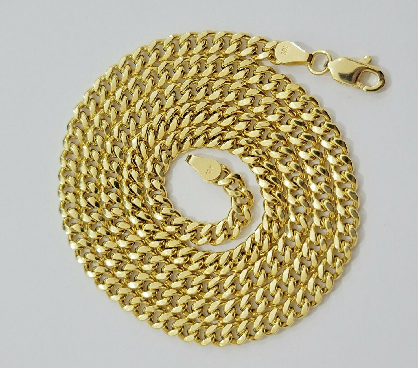 Real 10k Gold Miami Cuban Link Chain Pendant Set 3.5mm Necklace World Map Charm - Reva Jeweler