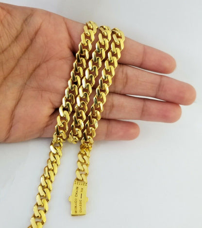 Real 10k Gold Miami Cuban Link Royal 9mm Monaco chain and Bracelet Set ,Necklace - Reva Jeweler