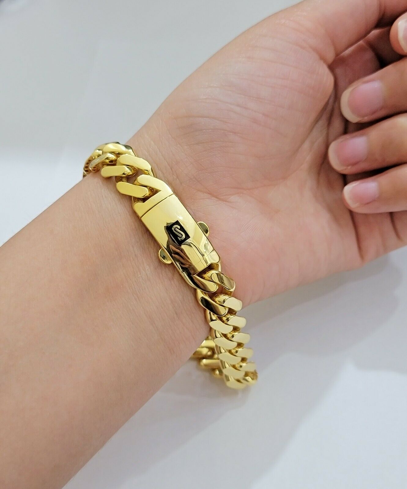 Real 10k Gold Miami Cuban Royal Link Bracelet 13mm 9" Shiny Plain Monaco, 10kt - Reva Jeweler