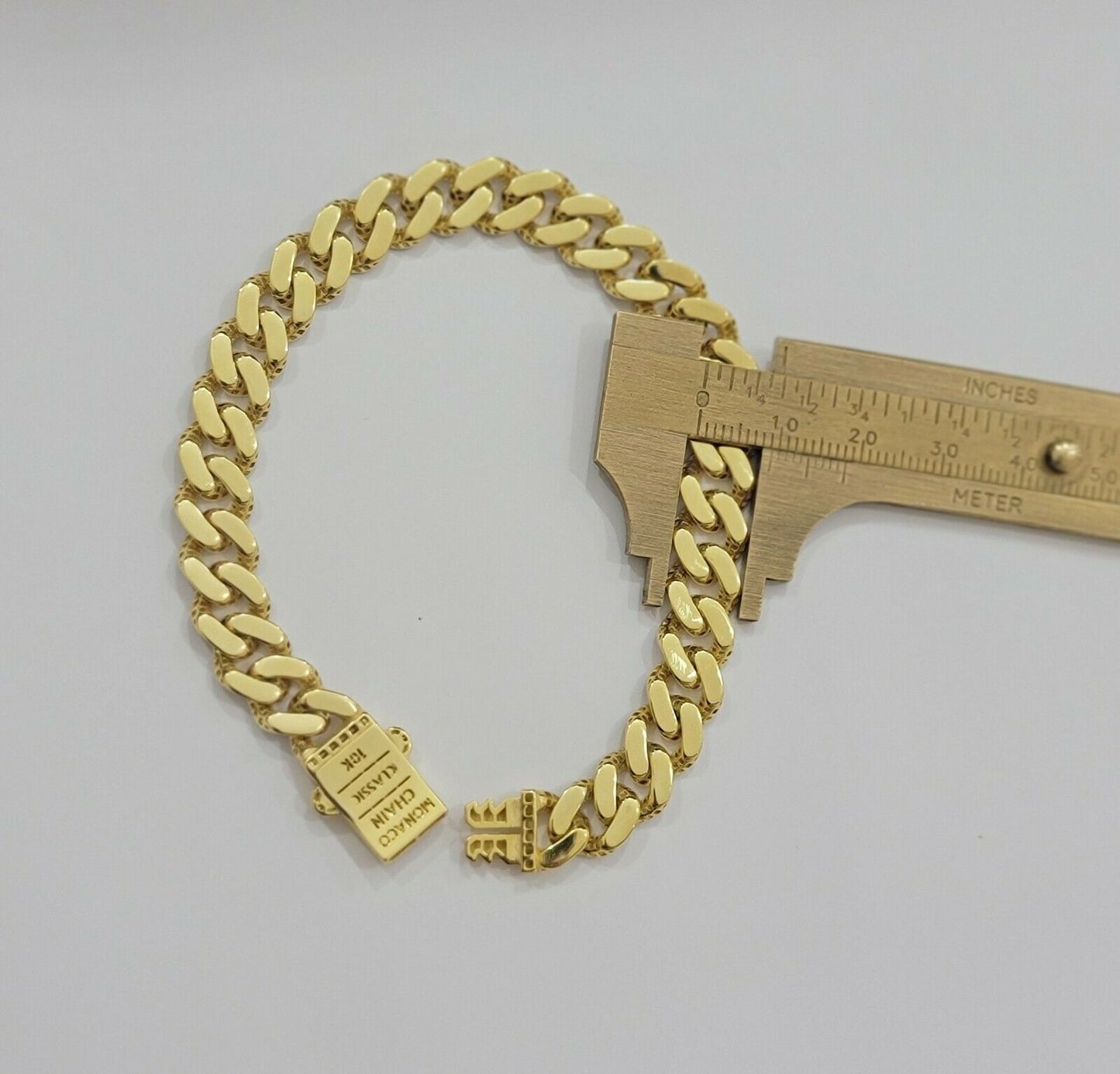 Real 10k Gold Monaco Bracelet 9mm 8.5" Two - tone Diamond Cut 10kt Gold SALE, mens - Reva Jeweler
