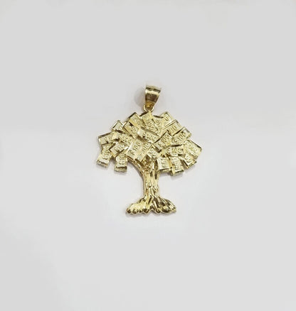Real 10k Gold Money Tree Charm 1.7 inch pendant 10kt Yellow Gold - GoldenlinQ