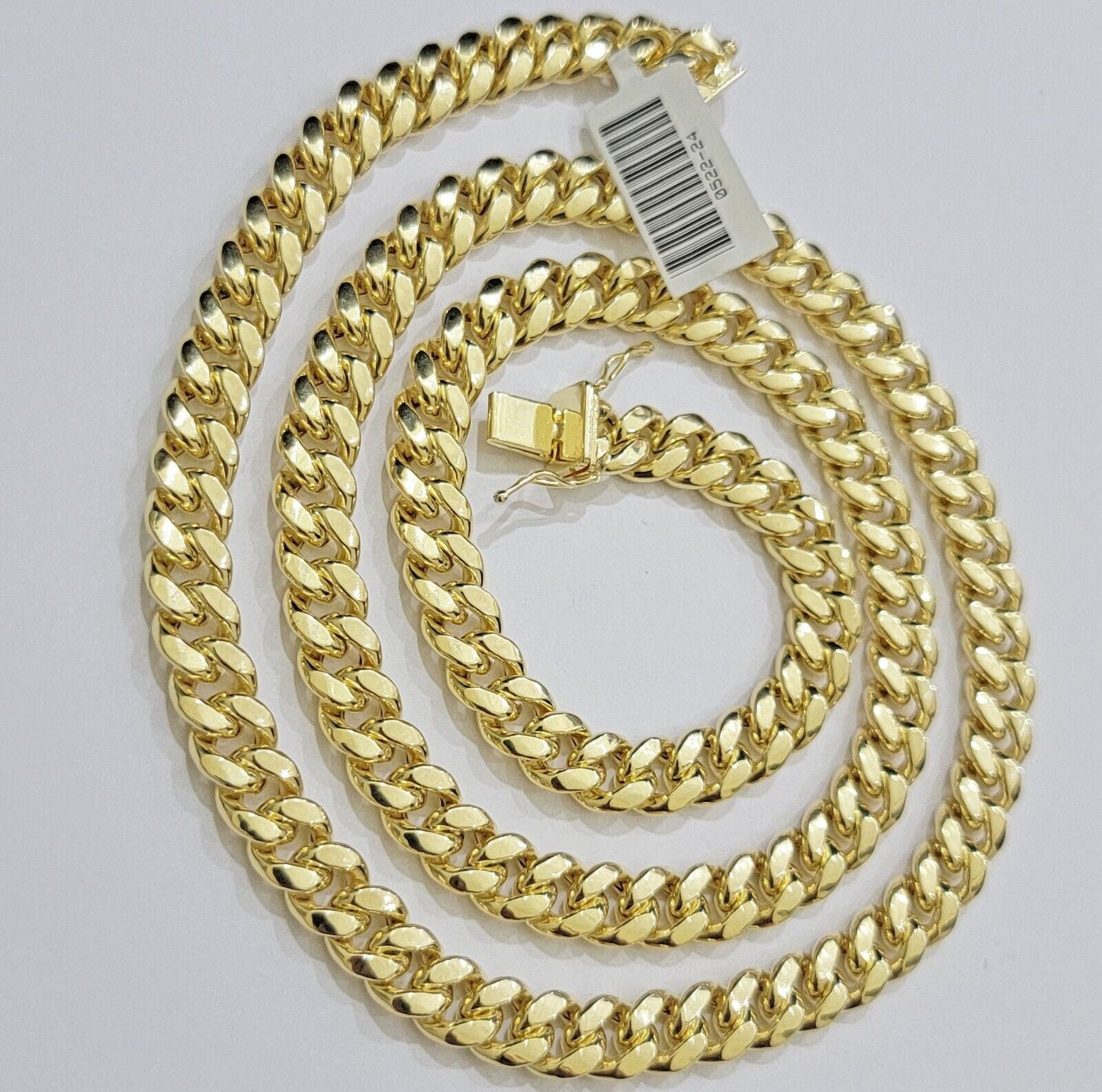 Real 10k Gold Necklace 22 Inch 8mm Miami Cuban Link Chain Men's 10KT BOX LOCK - Reva Jeweler