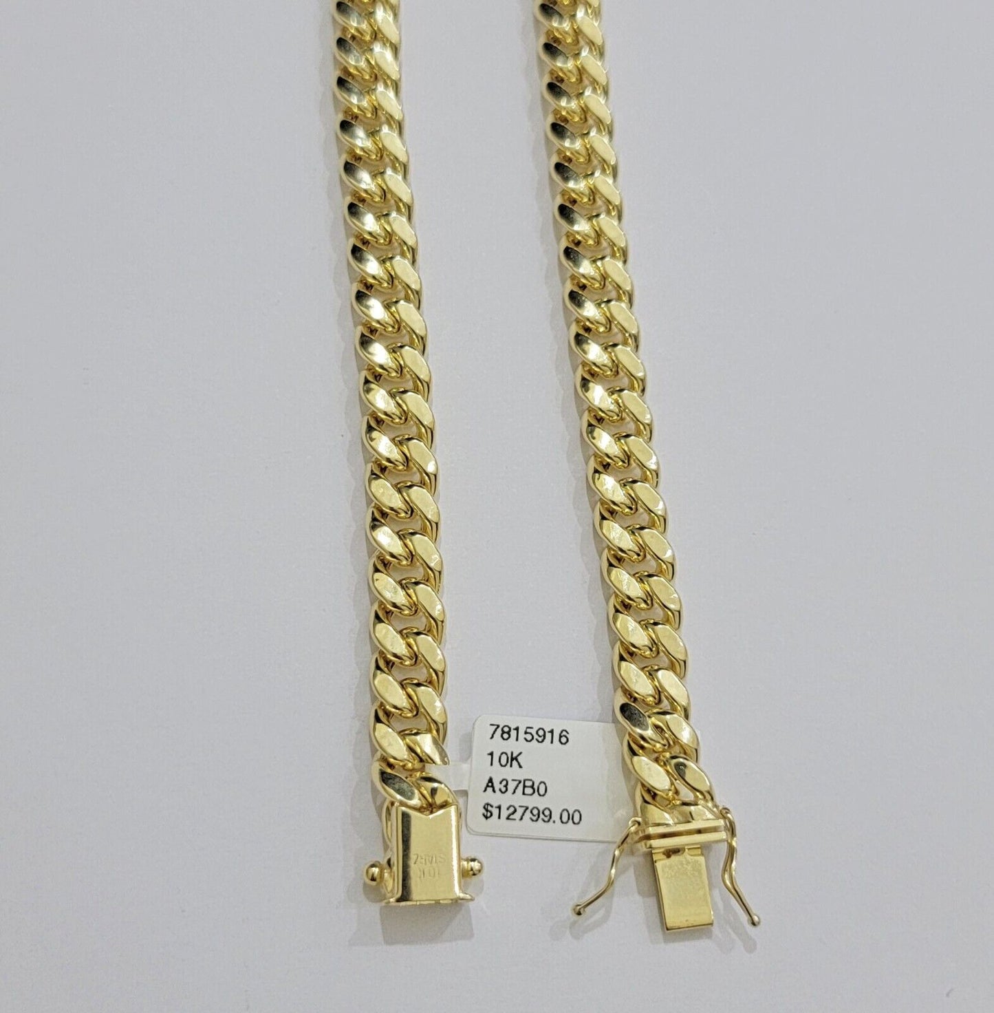 Real 10k Gold Necklace 24 Inch 8mm Miami Cuban Link Chain Men's 10KT STRONG LINK - Reva Jeweler