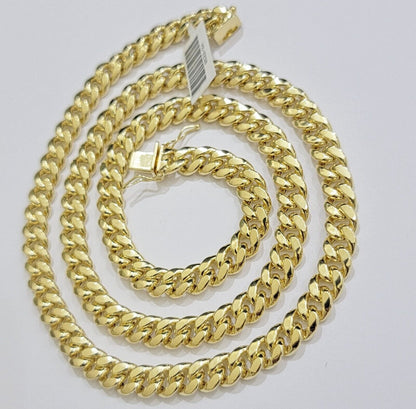 Real 10k Gold Necklace 24 Inch 8mm Miami Cuban Link Chain Men's 10KT STRONG LINK - Reva Jeweler