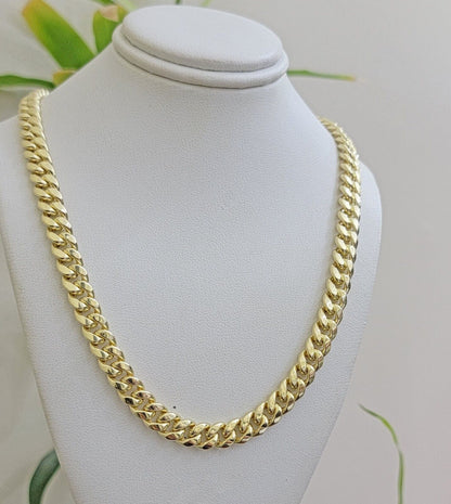 Real 10k Gold Necklace 24 Inch 8mm Miami Cuban Link Chain Men's 10KT STRONG LINK - Reva Jeweler