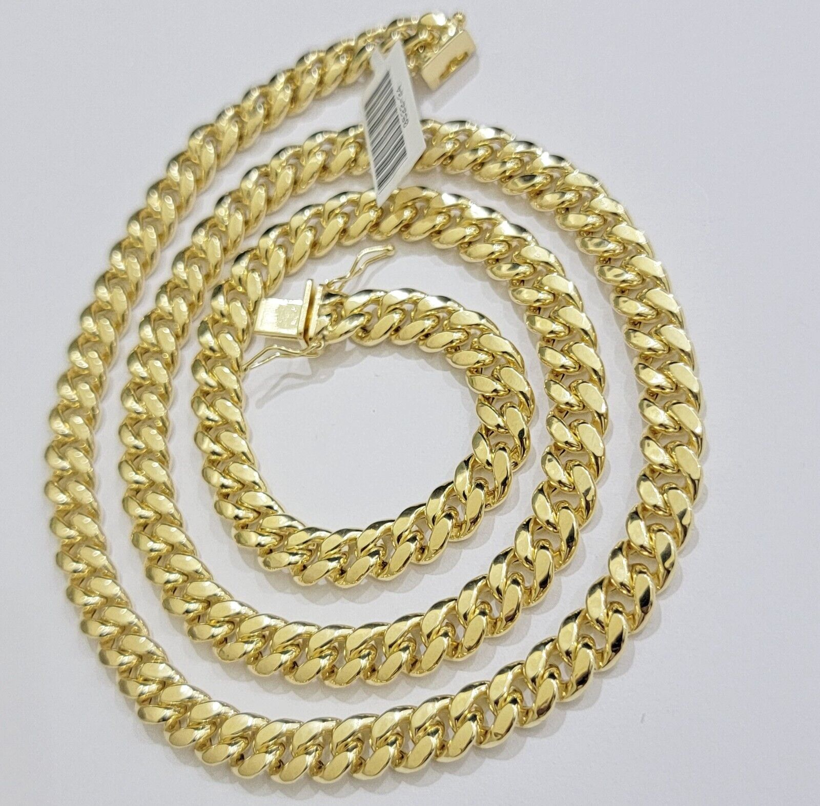Real 10k Gold Necklace 8mm Miami Cuban Link Chain 20 - 30 Inch Men's 10KT STRONG - Reva Jeweler