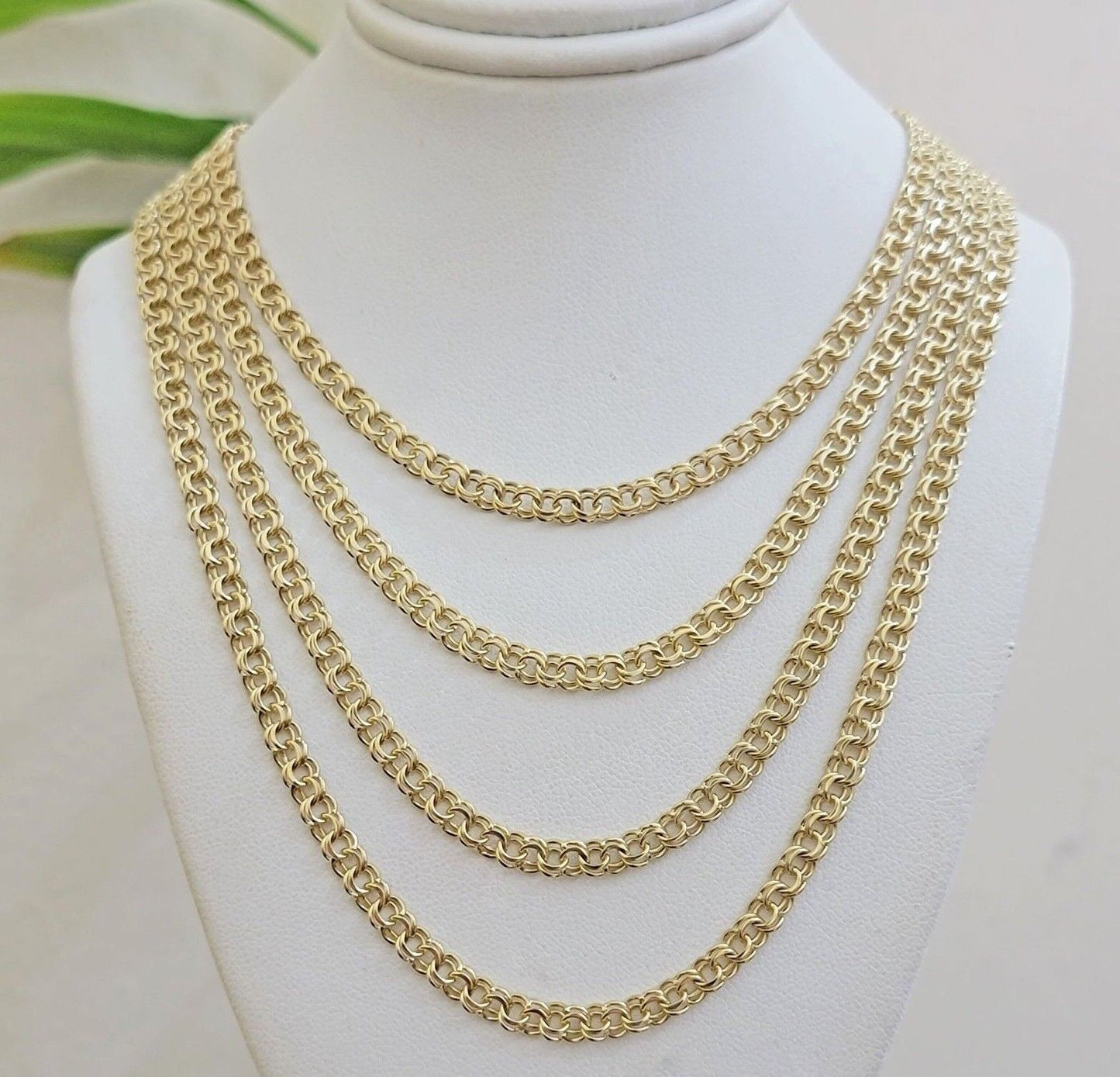 Real 10k Gold Necklace Chain Chino Link 5mm SOLID 16 - 24 Inch Men Women Kids - Reva Jeweler