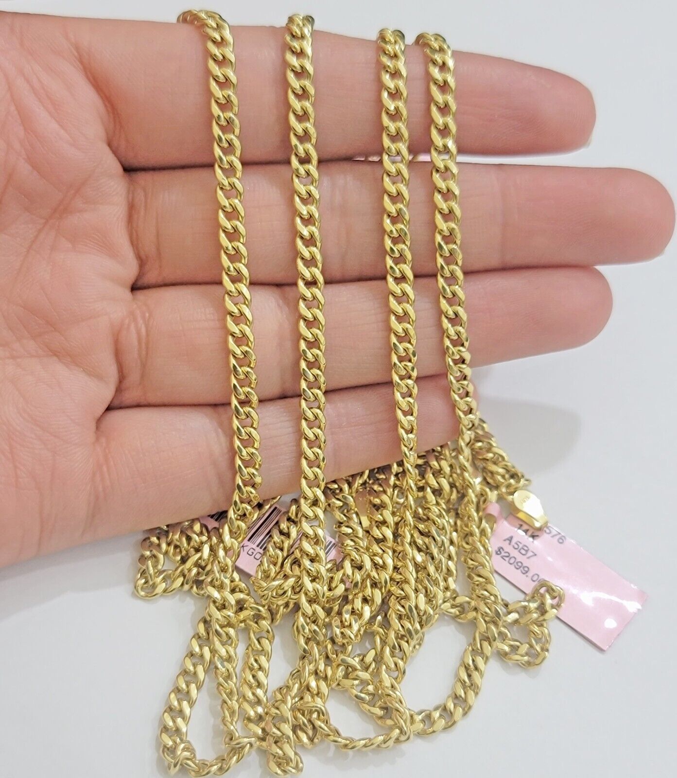 Real 10k Gold Necklace Chain Miami Cuban Link 3.5mm 18 - 26 Inch 10kt Men & Women - Reva Jeweler