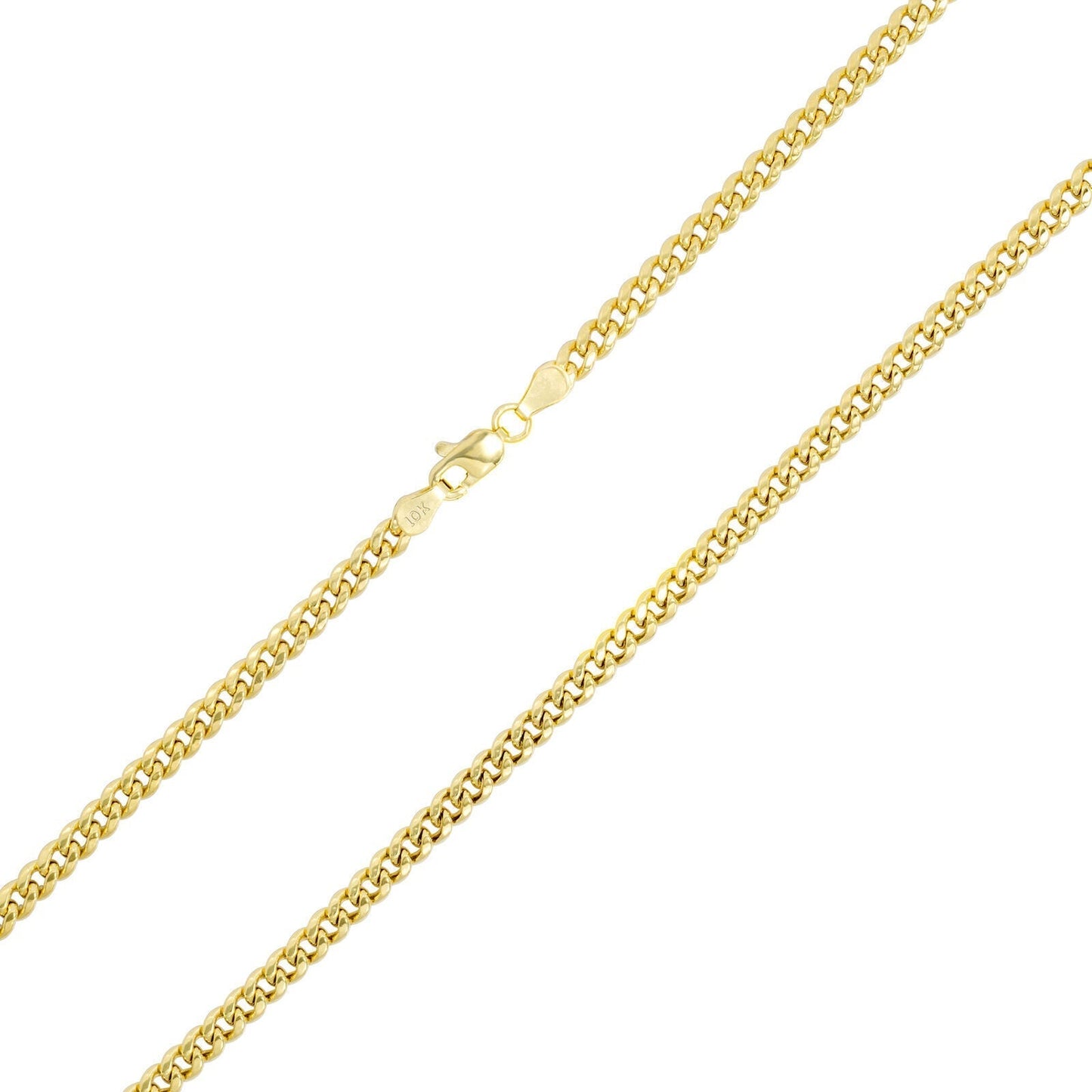 Real 10k Gold Necklace Chain Miami Cuban Link 3.5mm 18 - 26 Inch 10kt Men & Women - Reva Jeweler