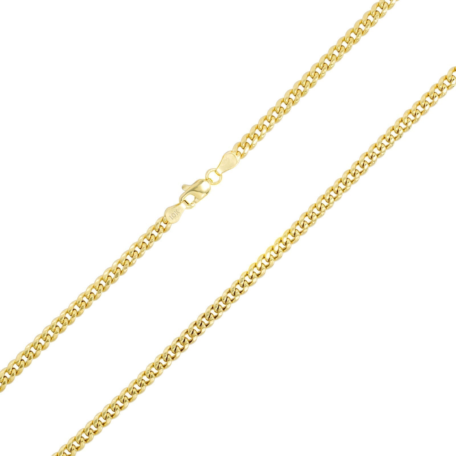 Real 10k Gold Necklace Chain Miami Cuban Link 3.5mm 18 - 26 Inch 10kt Men & Women - Reva Jeweler