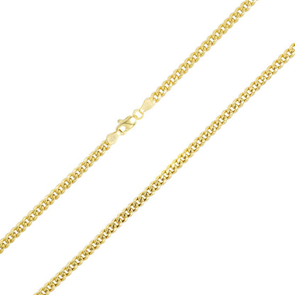 Real 10k Gold Necklace Chain Miami Cuban Link 3.5mm 18 - 26 Inch 10kt Men & Women - Reva Jeweler