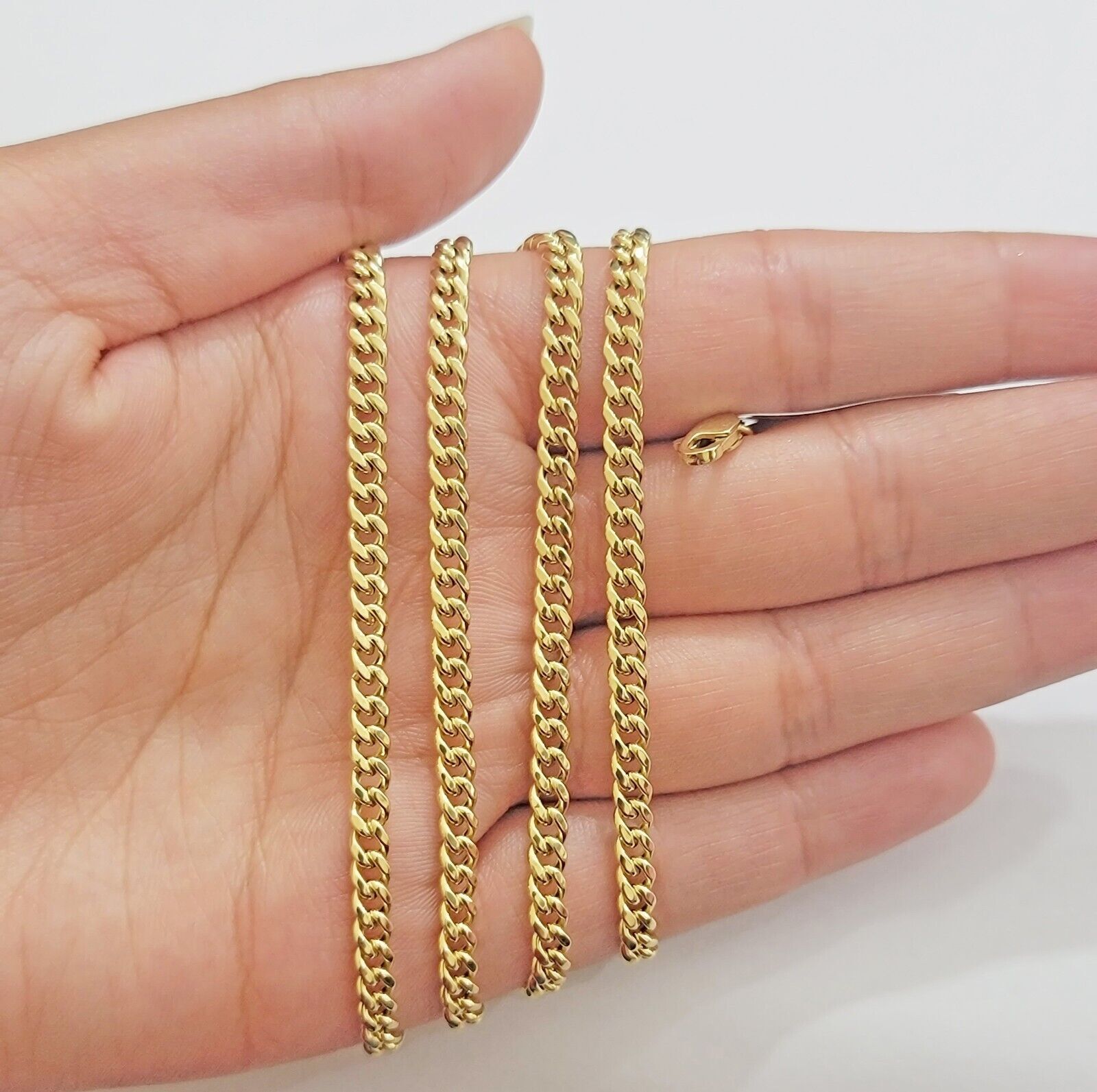 Real 10k Gold Necklace Chain Miami Cuban Link 3.5mm 18 - 26 Inch 10kt Men & Women - Reva Jeweler