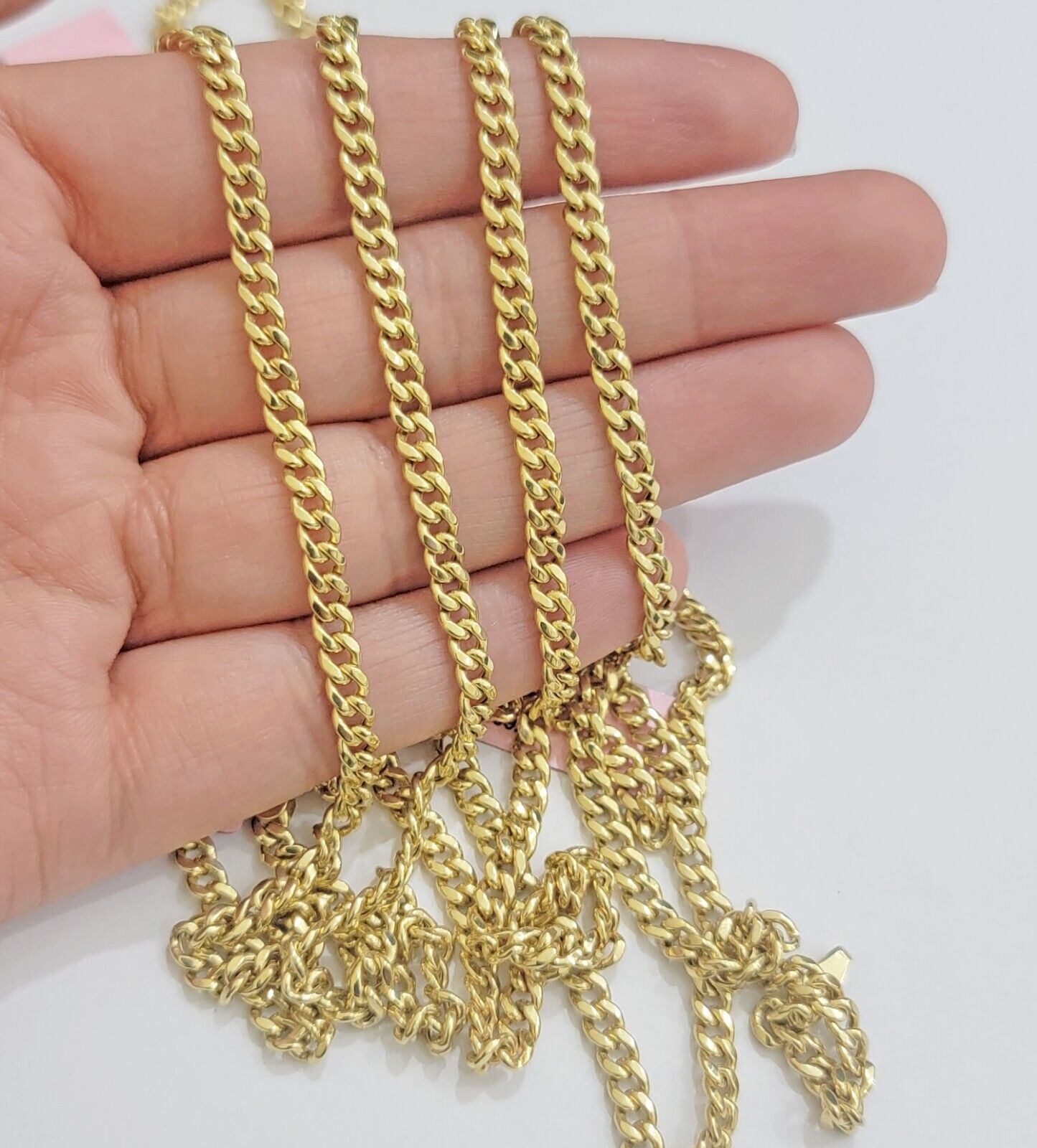 Real 10k Gold Necklace Chain Miami Cuban Link 3.5mm 18 - 26 Inch 10kt Men & Women - Reva Jeweler