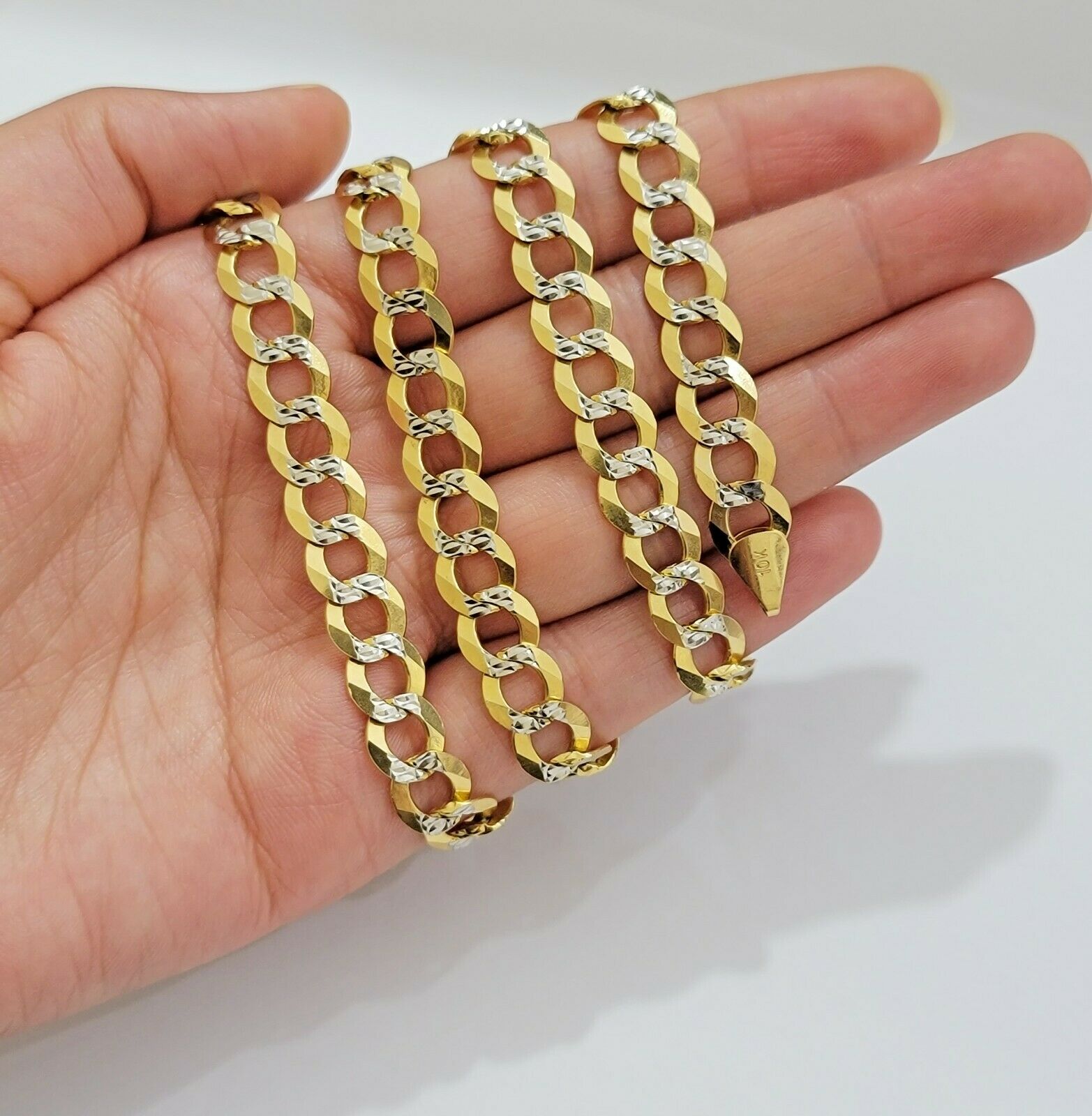 Real 10k Gold Necklace Cuban Curb Link Chain 9mm 20" - 28" Diamond Cut Mens SOLID - Reva Jeweler
