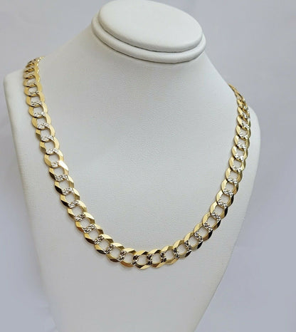 Real 10k Gold Necklace Cuban Curb Link Chain 9mm 20" - 28" Diamond Cut Mens SOLID - Reva Jeweler