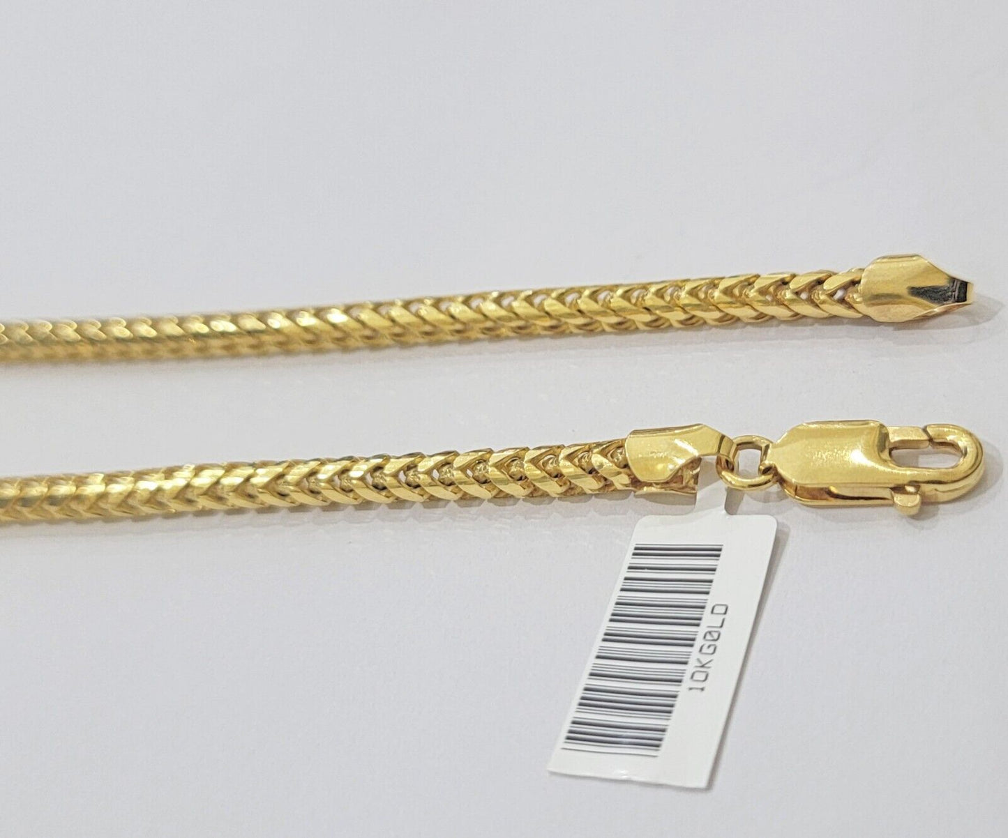 Real 10k Gold Necklace Franco Chain 4mm 24Inch Diamond Cut 10k Yellow Gold SOLID - Reva Jeweler
