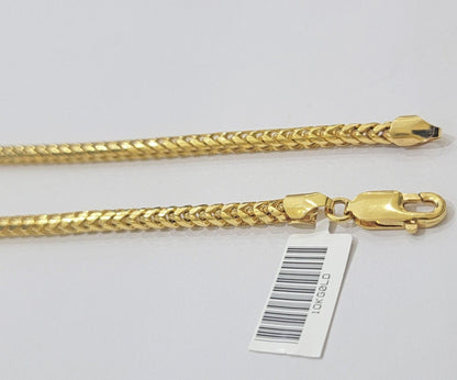 Real 10k Gold Necklace Franco Chain 4mm 26Inch Diamond Cut 10k Yellow Gold SOLID - Reva Jeweler