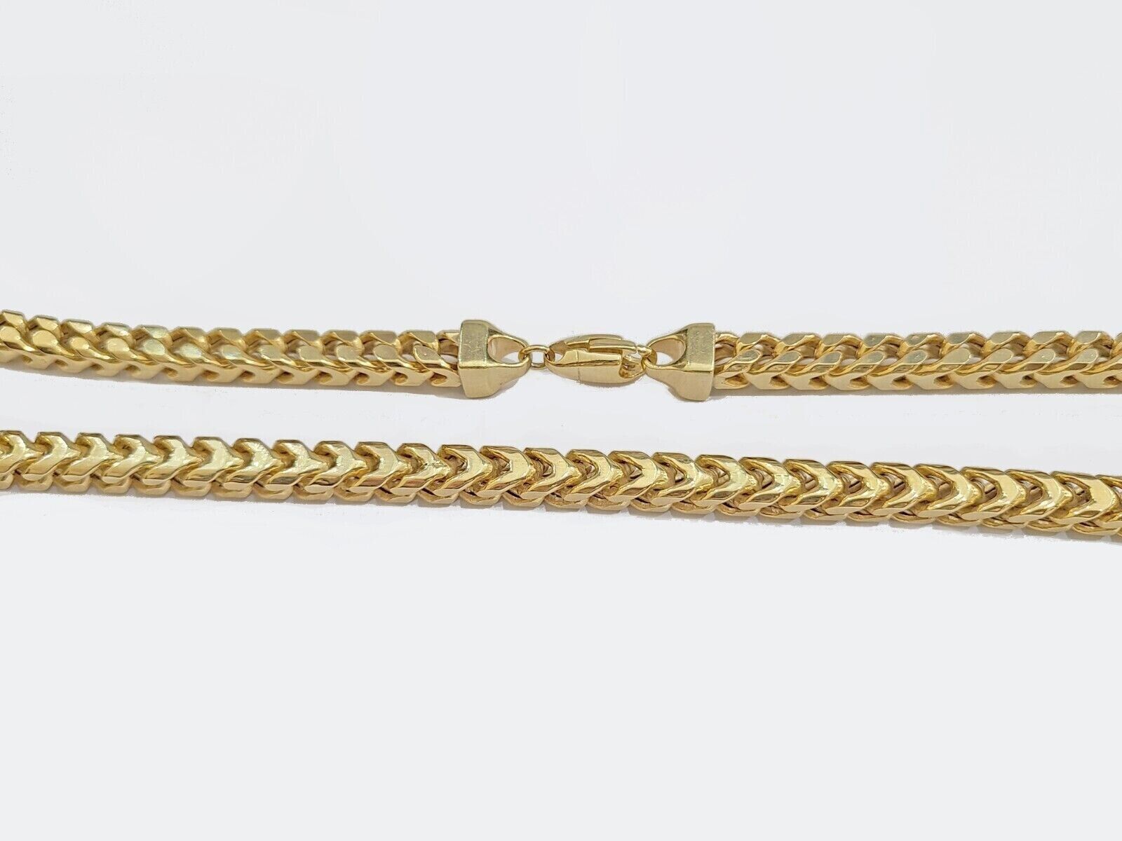 Real 10k Gold Necklace Franco Chain 7mm 26 Inch Mens 10k Yellow Gold 94 grams - Reva Jeweler