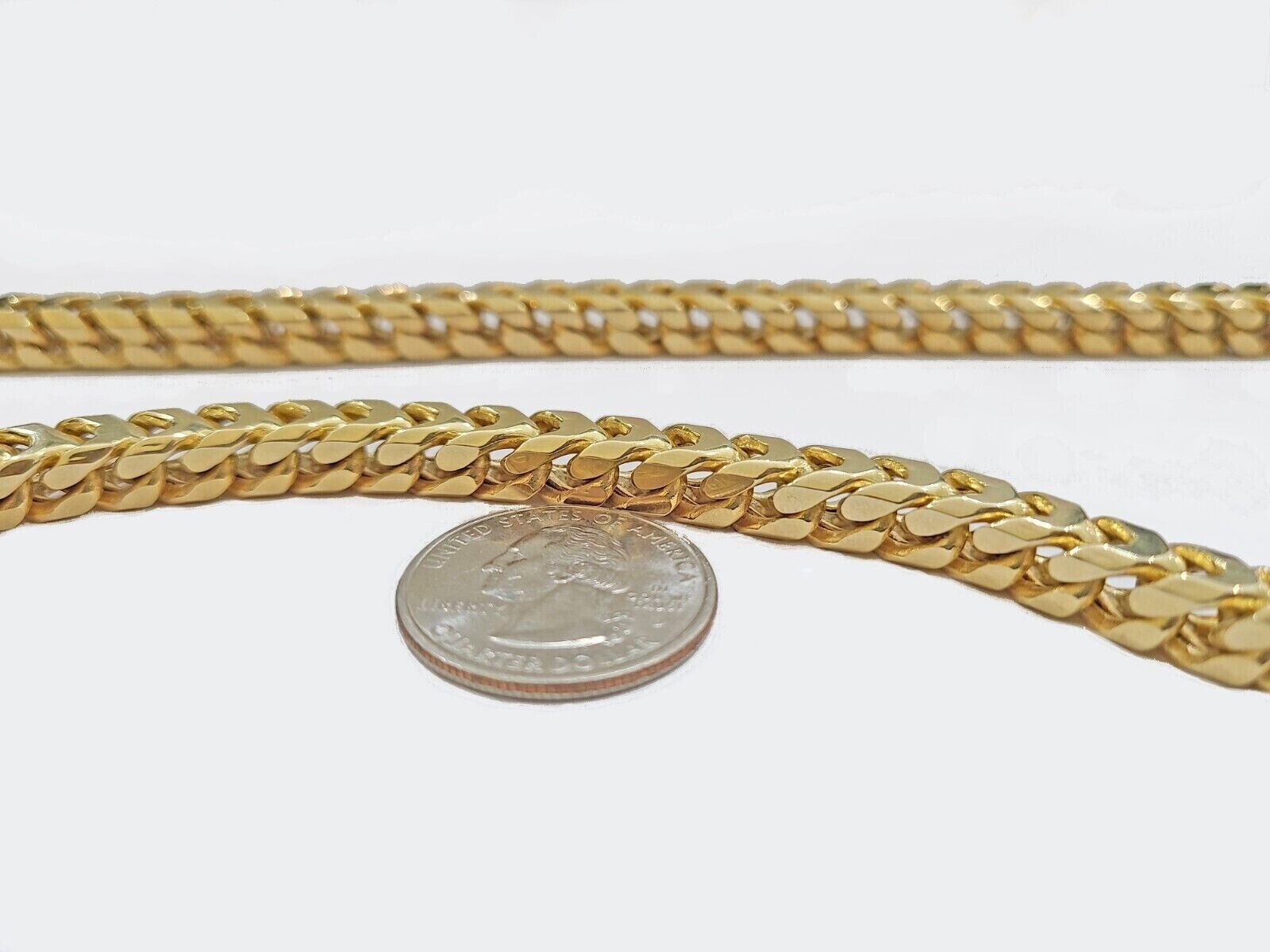 Real 10k Gold Necklace Franco Chain 7mm 26 Inch Mens 10k Yellow Gold 94 grams - Reva Jeweler