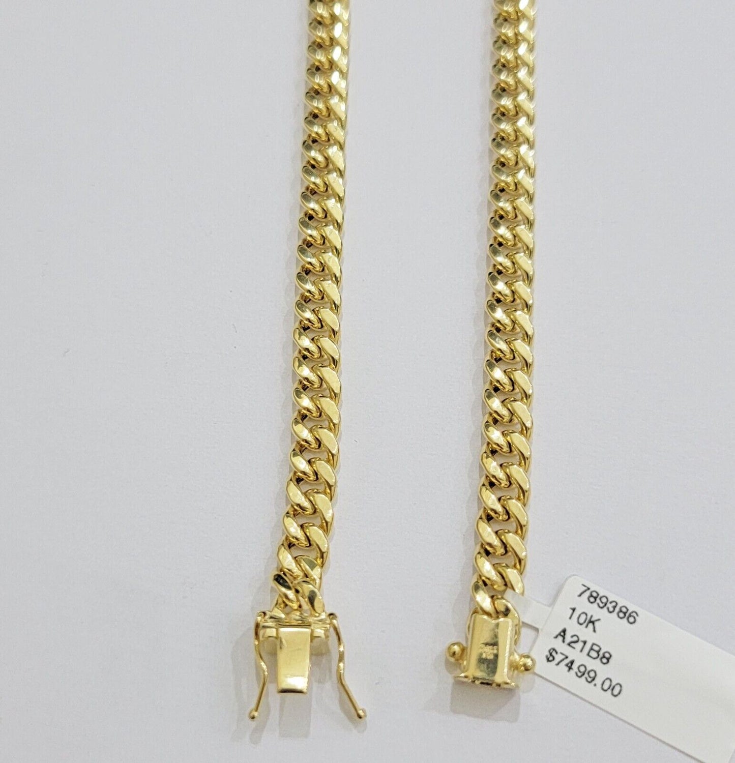 Real 10k Gold Necklace Miami Cuban Link 6mm Chain 20 - 30 Inch Men 10KT Box Lock - Reva Jeweler