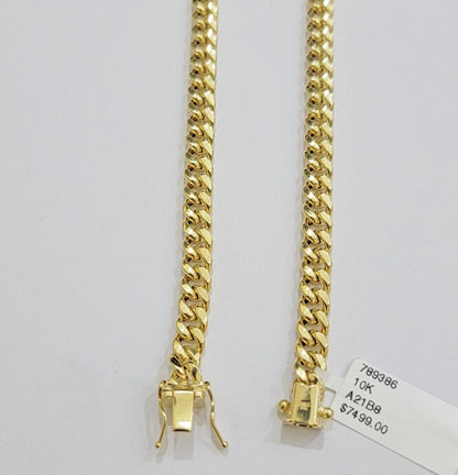 Real 10k Gold Necklace Miami Cuban Link 6mm Chain 20 - 30 Inch Men 10KT Box Lock - Reva Jeweler