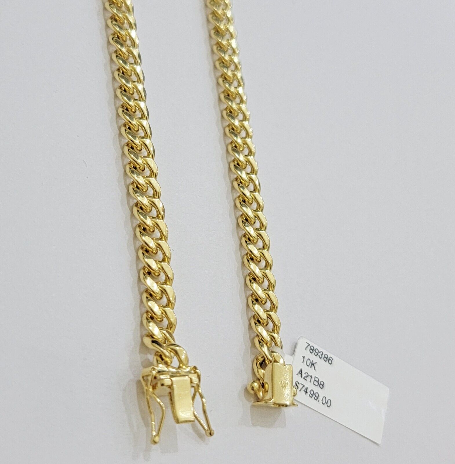 Real 10k Gold Necklace Miami Cuban Link 6mm Chain 20 - 30 Inch Men 10KT Box Lock - Reva Jeweler