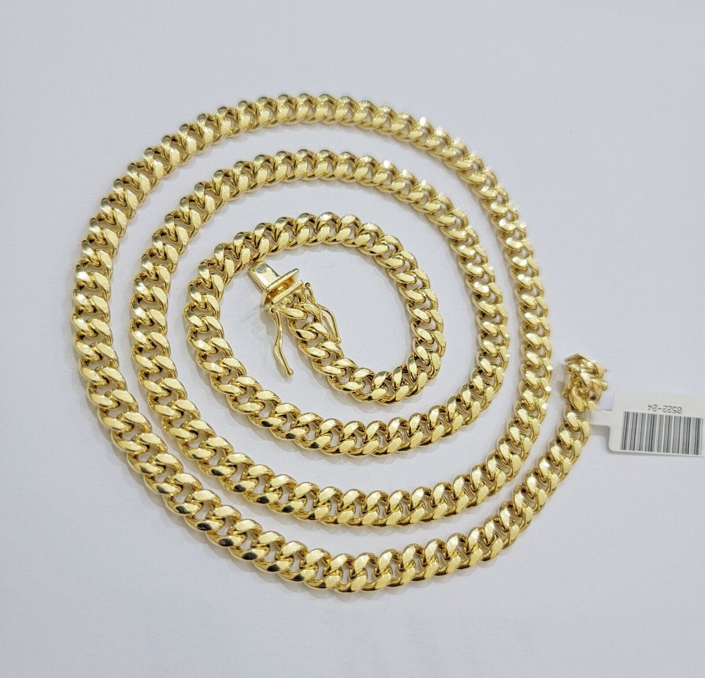 Real 10k Gold Necklace Miami Cuban Link 6mm Chain 20 - 30 Inch Men 10KT Box Lock - Reva Jeweler