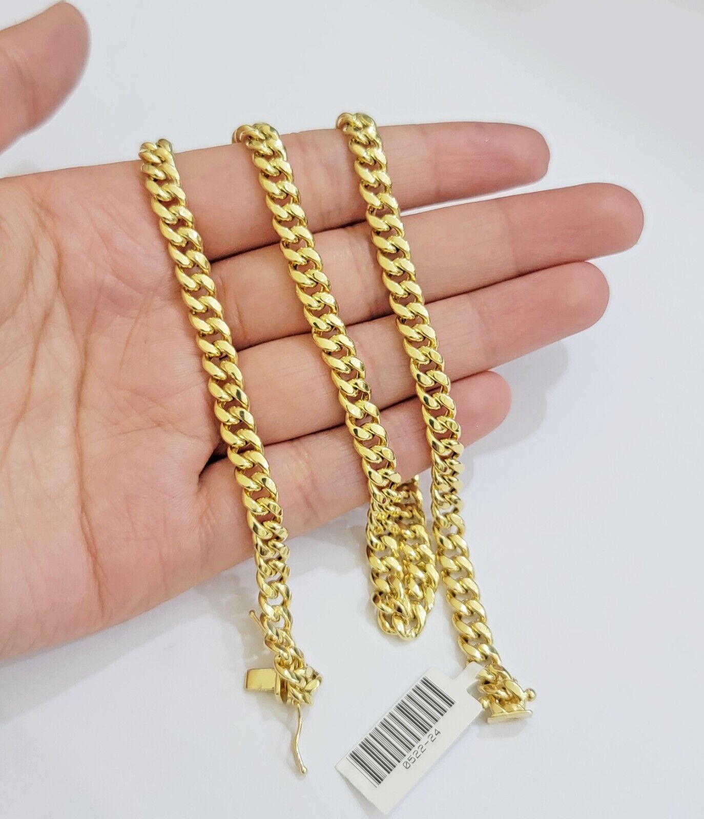 Real 10k Gold Necklace Miami Cuban Link 6mm Chain 20 - 30 Inch Men 10KT Box Lock - Reva Jeweler
