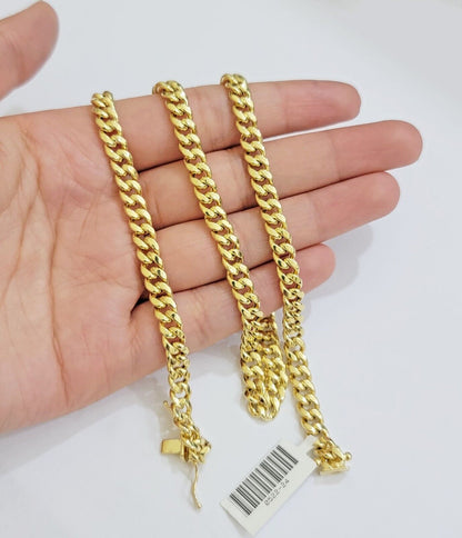 Real 10k Gold Necklace Miami Cuban Link 6mm Chain 20 - 30 Inch Men 10KT Box Lock - Reva Jeweler