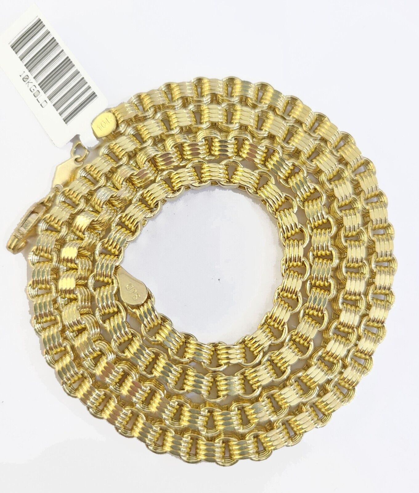 Real 10k Gold Nugget Cross Byzantine Chain Necklace 4mm 26" Chain Charm SET 10kt - Reva Jeweler
