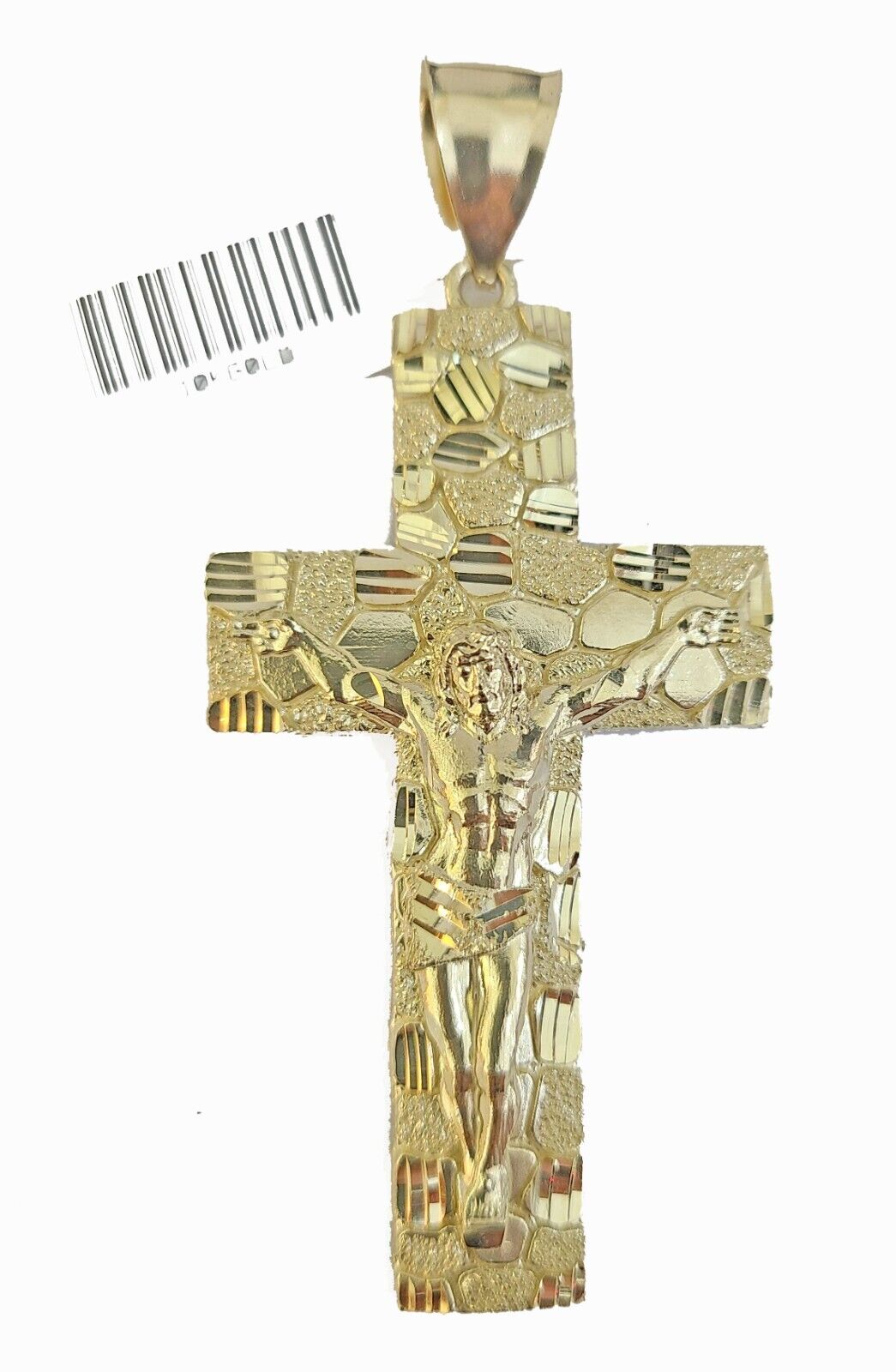 Real 10k Gold Nugget Cross Byzantine Necklace 4mm 20" Chain Charm SET 10kt - Reva Jeweler