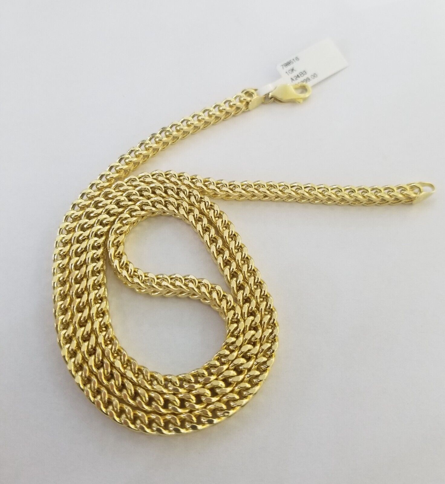 Real 10k Gold Nugget Cross Pendant Franco Necklace 4mm 24" Chain Charm SET 10kt - Reva Jeweler