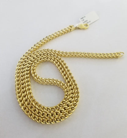 Real 10k Gold Nugget Cross Pendant Franco Necklace 4mm 24" Chain Charm SET 10kt - Reva Jeweler