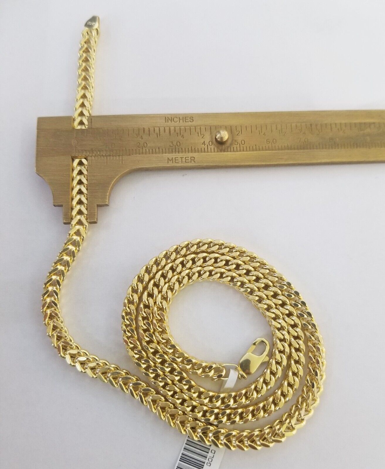 Real 10k Gold Nugget Cross Pendant Franco Necklace 4mm 24" Chain Charm SET 10kt - Reva Jeweler
