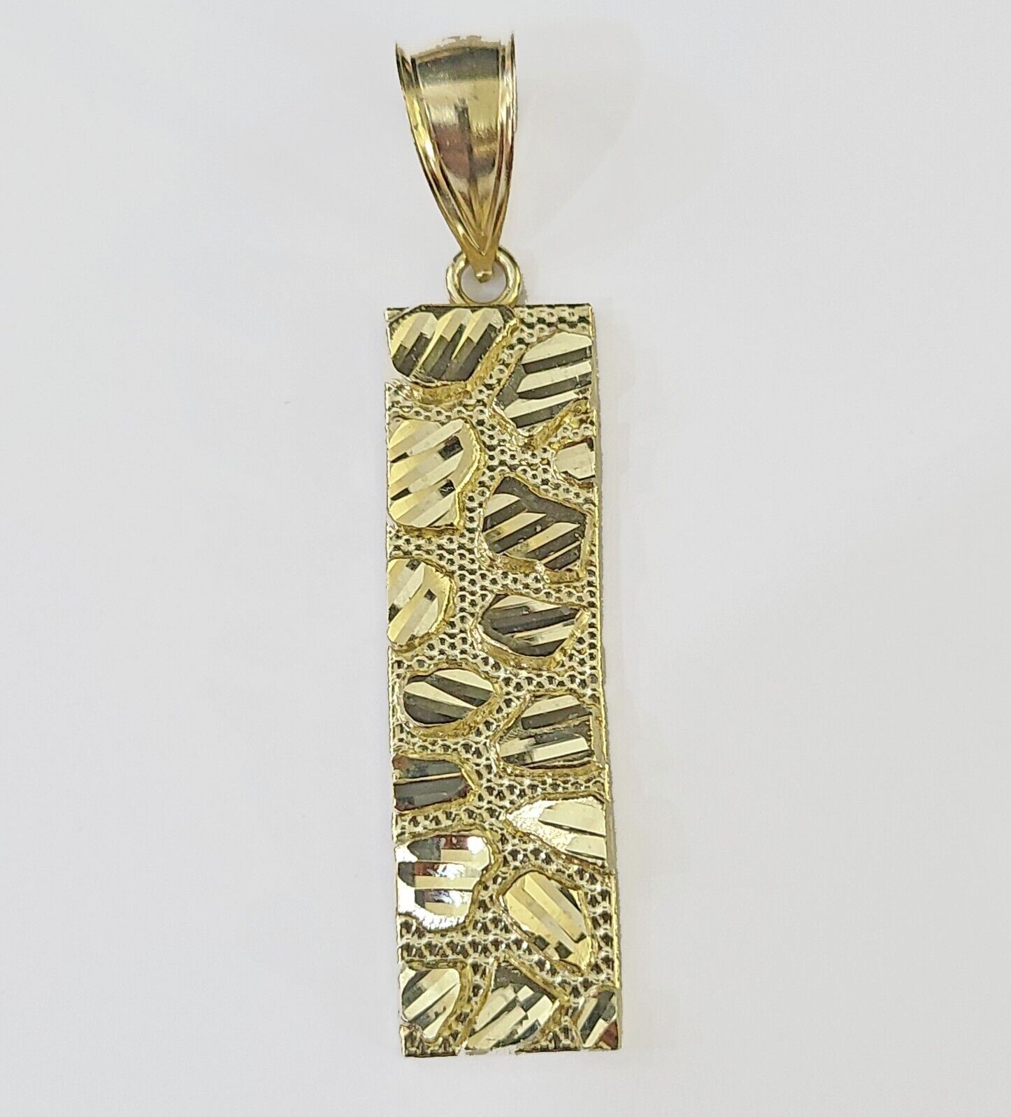 Real 10K Gold Nugget Pendant Diamond Cut 10kt yellow Gold Charm - Reva Jeweler