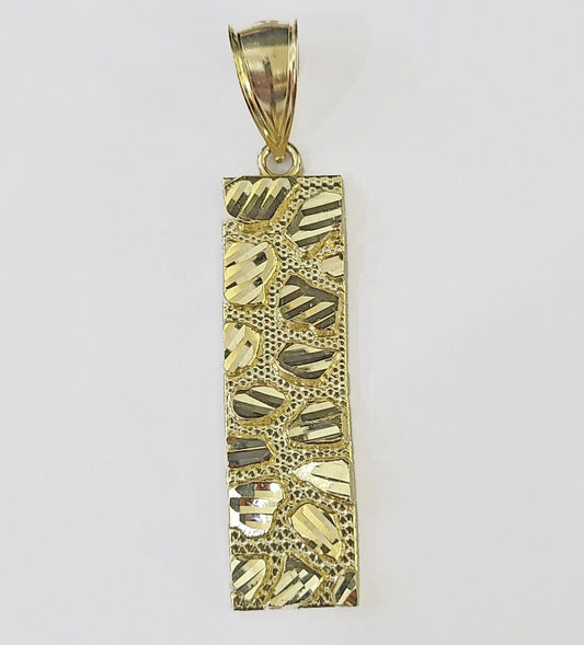 Real 10K Gold Nugget Pendant Diamond Cut 10kt yellow Gold Charm - Reva Jeweler