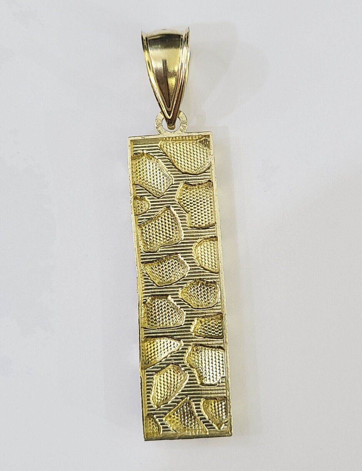 Real 10K Gold Nugget Pendant Diamond Cut 10kt yellow Gold Charm - Reva Jeweler