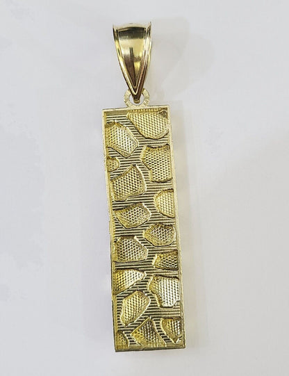 Real 10K Gold Nugget Pendant Diamond Cut 10kt yellow Gold Charm - Reva Jeweler