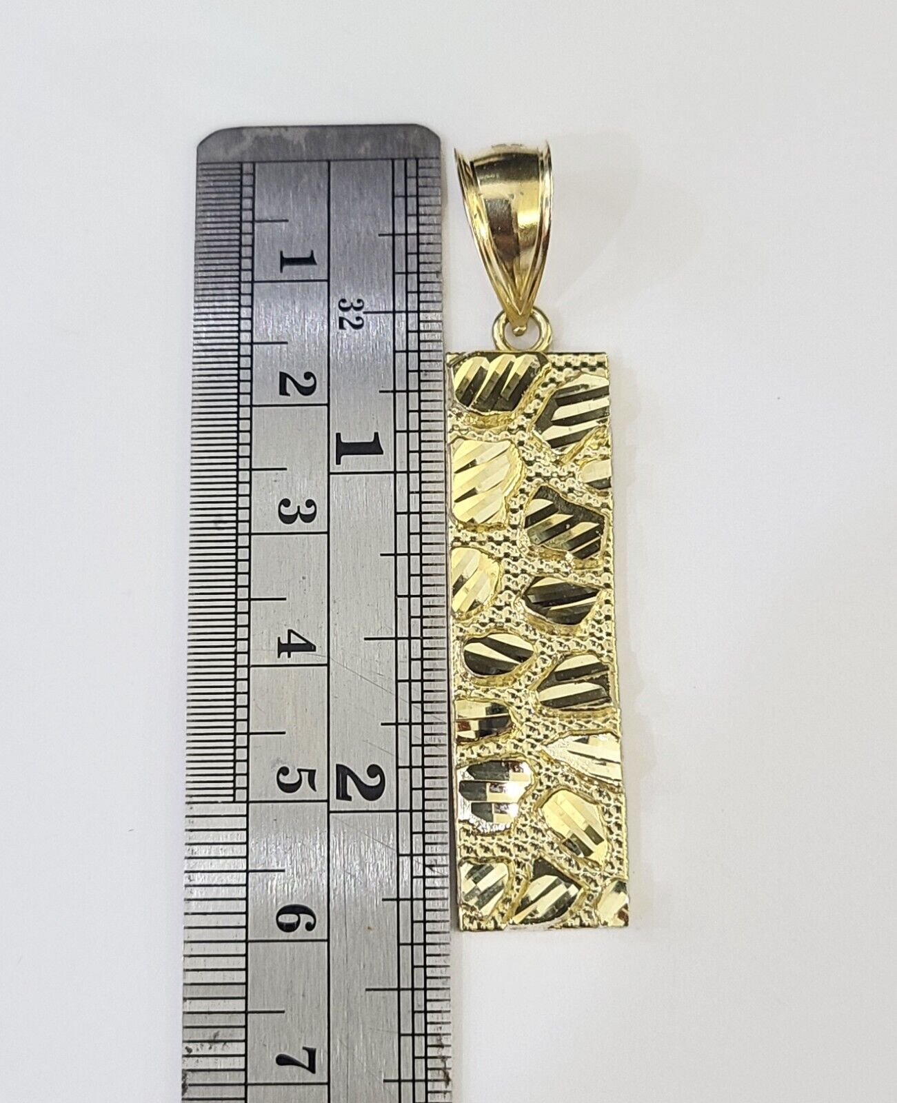 Real 10K Gold Nugget Pendant Diamond Cut 10kt yellow Gold Charm - Reva Jeweler