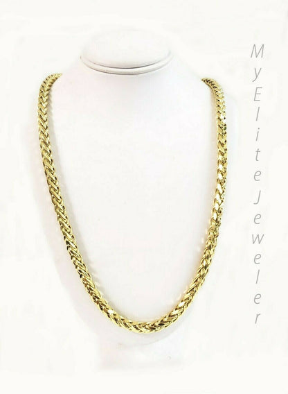 Real 10k Gold Palm Chain Necklace 4mm 24" Lobster Lock Real 10 KT Yellow Gold - Reva Jeweler