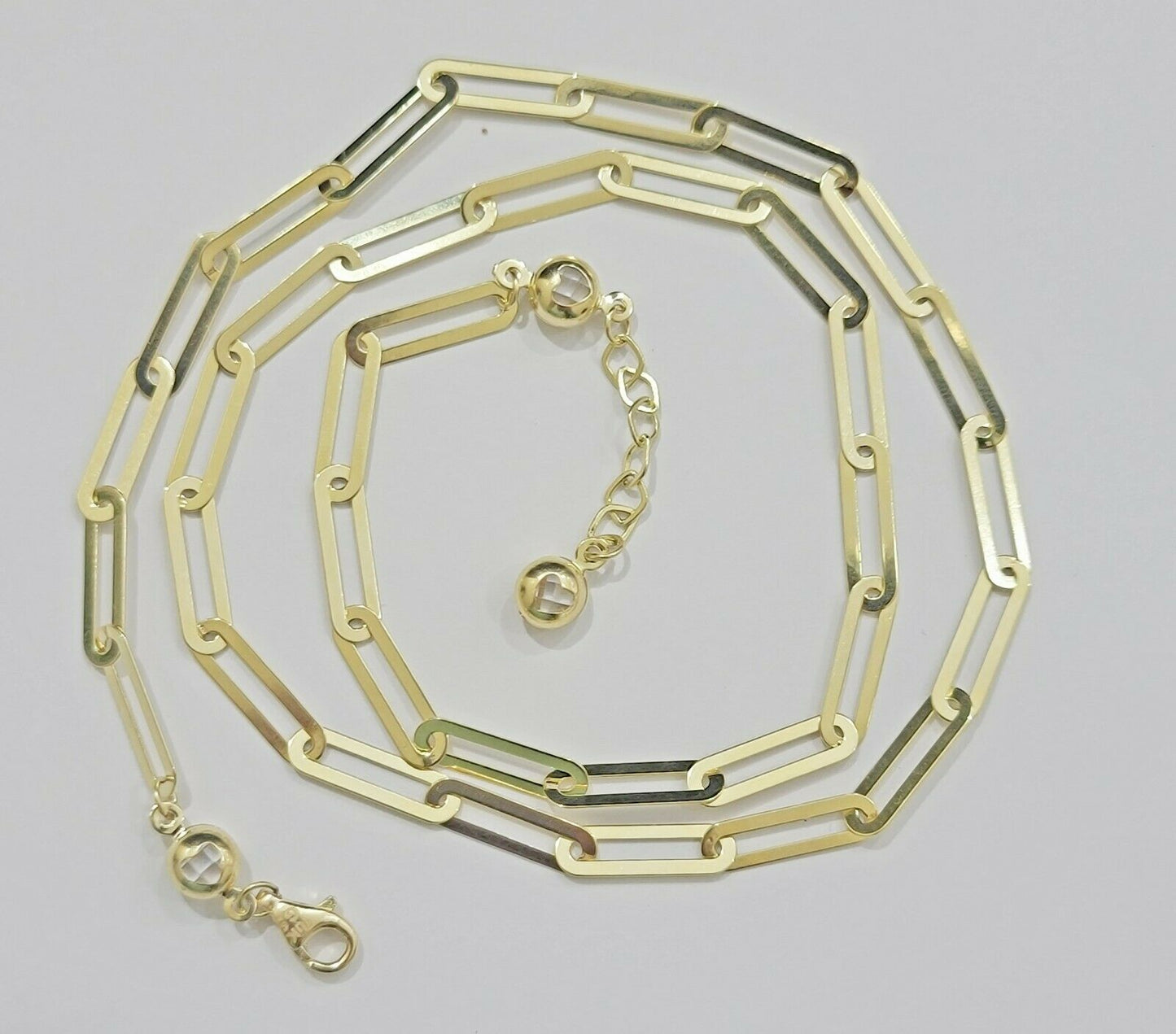 Real 10k Gold Paperclip Chain Ladies Necklace 16" 18" 20" 22" 24" Long 10kt 4mm - Reva Jeweler