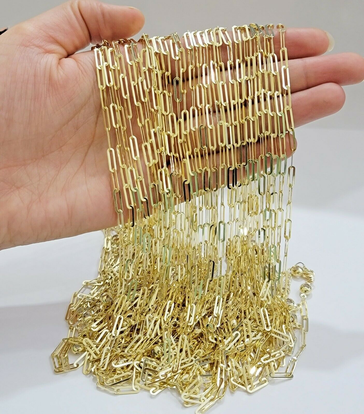 Real 10k Gold Paperclip Chain Ladies Necklace 16" 18" 20" 22" 24" Long 10kt 4mm - Reva Jeweler