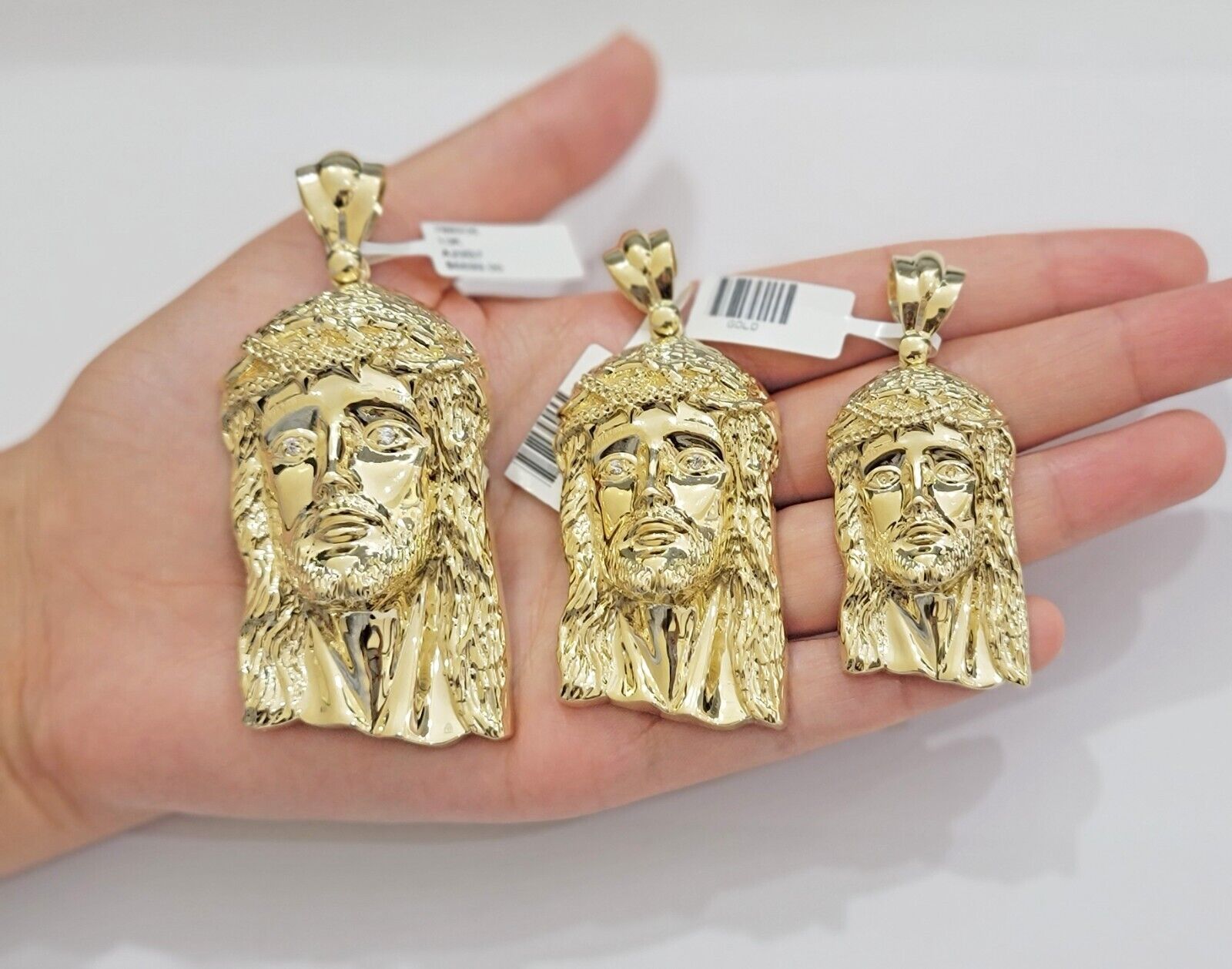 Real 10k Gold Pendant Jesus Head Charm 10kt Yellow Gold For Men's Different Size - Reva Jeweler