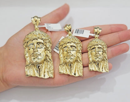 Real 10k Gold Pendant Jesus Head Charm 10kt Yellow Gold For Men's Different Size - Reva Jeweler