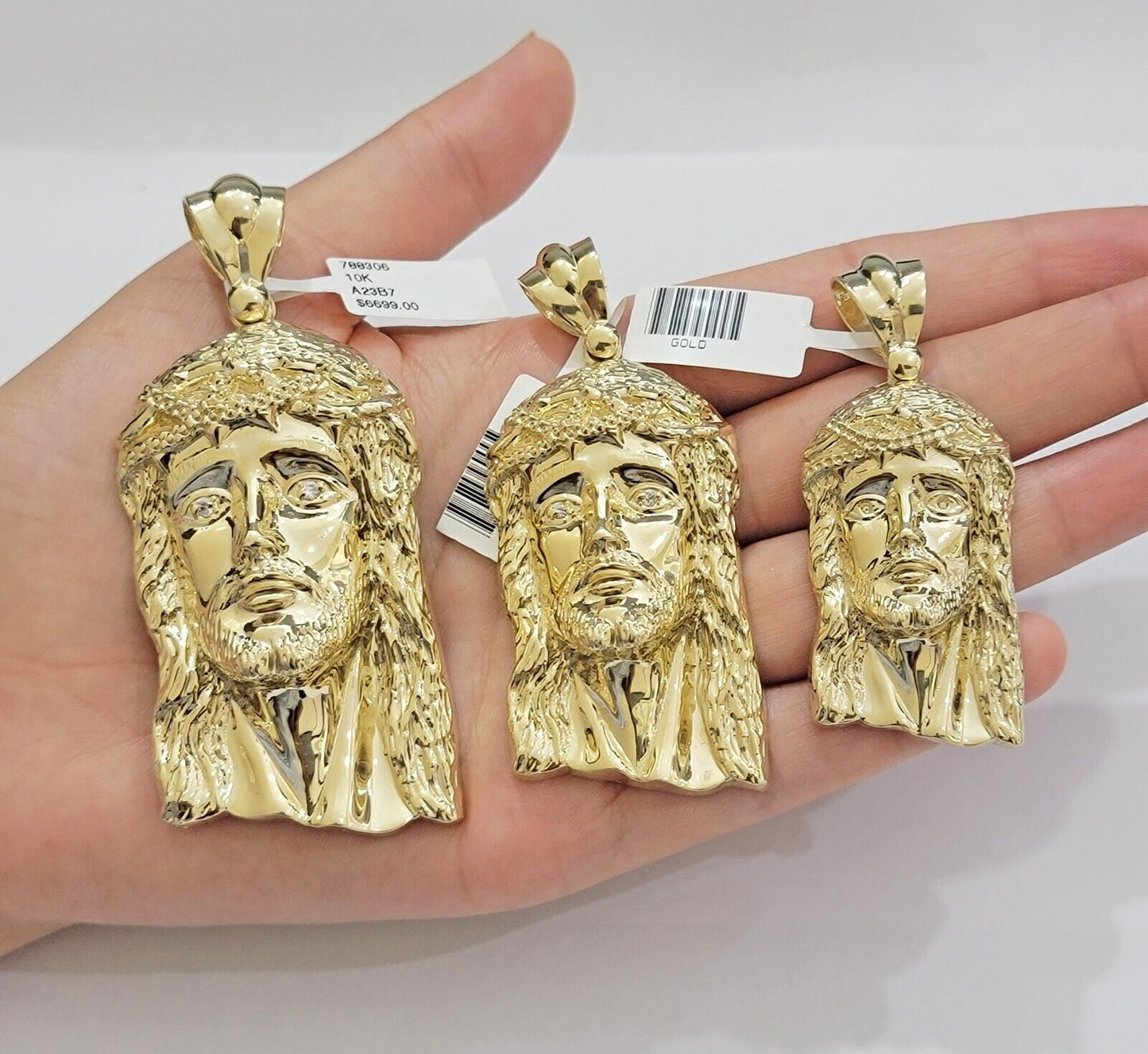Real 10k Gold Pendant Jesus Head Charm 10kt Yellow Gold For Men's Different Size - Reva Jeweler