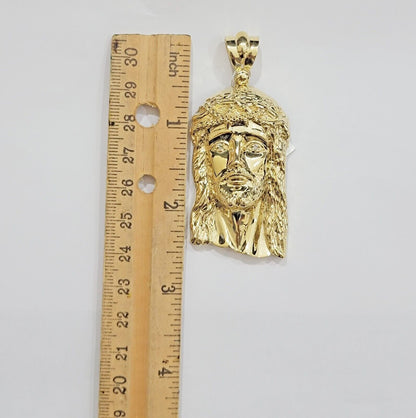 Real 10k Gold Pendant Jesus Head Charm 10kt Yellow Gold For Men's Different Size - Reva Jeweler