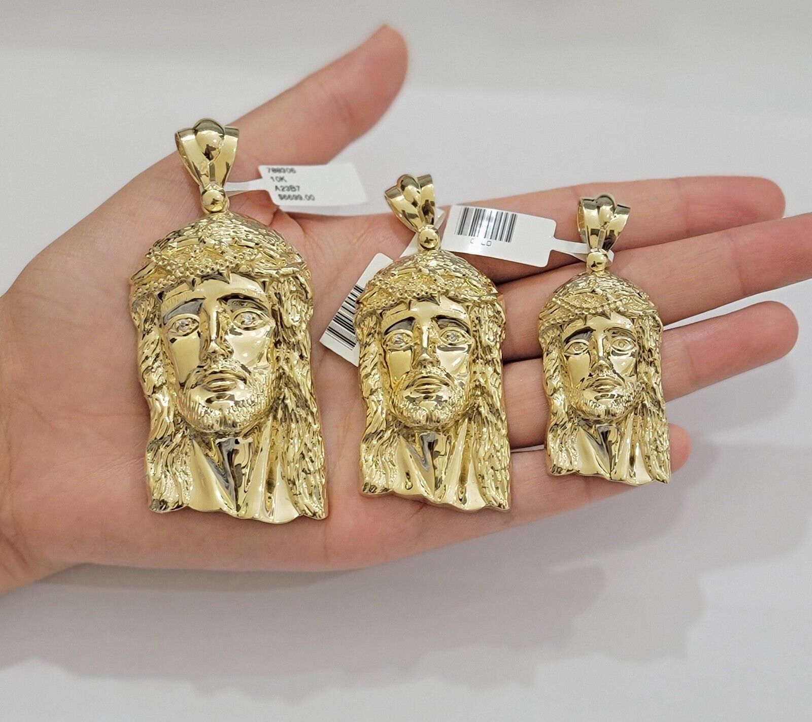 Real 10k Gold Pendant Jesus Head Charm 10kt Yellow Gold For Men's Different Size - Reva Jeweler